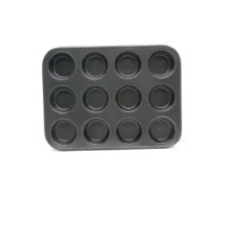 ENFA RA-124 ( 12 GÖZLÜ ) ( METAL & SİYAH ) ( DÜZ ) MUFFIN KALIP*60