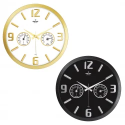 GALAXY PREMİUM 705-A-2-K-1-G-2 TERMOMETRELİ ( ISI & NEM ÖLÇER ) KABARTMA RAKAMLI DUVAR SAATİ*10