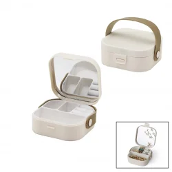 HOUSE BY HOUSE UR-3464 ( ÇANTA BOY ) ( 9X9CM & Y:3.7CM ) AYNALI MAKYAJ & TAKI ORGANİZER ( 4BÖLME & TAŞIMA KULP )*48