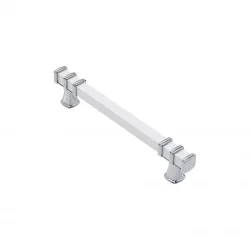 İBİCO-967 ( 12.8CM ) ( YÜZÜK KROM & KULP BEYAZ ) ( KARE ) ÇEKMECE KULP*10X5