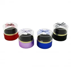 İBİCO İ12-081 ( ŞEFFAF YUVARLAK ) HEDİYE KUTUSU ( RENKLİ KARTON TABAN & MİKA-KRİSTAL KAPAK ) ( 12 X 11CM )*4X24