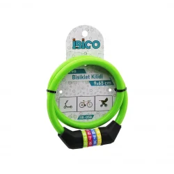 İBİCO İ18-058 ( ŞİFRELİ ) ( İNCE ) BİSİKLET KİLİT ( ÇELİK TEL ) ( YEŞİL RENKLİ KILIF ) ( 9MMX65CM )*200