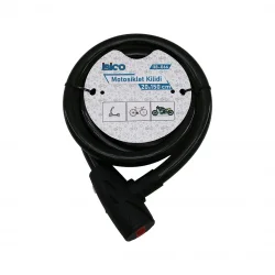 İBİCO İ18-066 ( ANAHTARLI ) ( AÇ-KAPA KİLİT KAPAKLI ) MOTOR & BİSİKLET KİLİT ( ÇELİK TEL ) ( SİYAH ŞEFFAF KILIF ) ( 20MMX150CM )*30