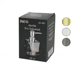 İBİCO İ21-067 ( TOMBUL ) ( KARE & PRİZMA ) (ŞEFFAF & RENKLİ ) ( AKRİLİK & MİKA KRİSTAL ) SIVI SABUNLUK ( 180ML )*48