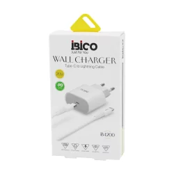 İBİCO İB-4200 ( TYPE-C TO=( İPHONE ) (SET) (EV BAŞLIK+ KABLO=1MT) TELEFON ŞARJ (HIZLI) (20W) (9V-12V-3.0A & 20W-1.5A)*5X20
