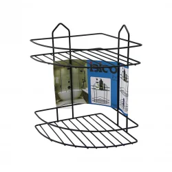 İBİCO K13-010 ( SİYAH ) ( 2 KATLI & ÜÇGEN ) ( METAL ) BANYO KÖŞELİK & DUŞKABİN RAF*12