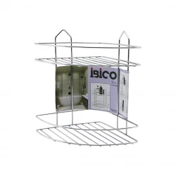 İBİCO K13-018 ( 2 KATLI & ÜÇGEN ) ( KROM ) ( METAL ) BANYO KÖŞELİK & DUŞKABİN RAF*12