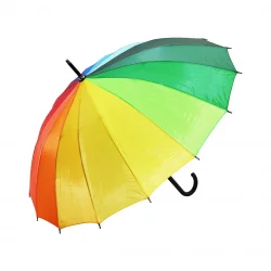 İBİCO SKY-27--240 ( GÖKKUŞAĞI RENKLİ & FİBER 16 TELLİ ) ŞEMSİYE ( YARI OTOMATİK ) (SİYAH BASTON SAPLI )*60                     qwe05