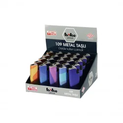 KOKO-109 ( METAL & MAT RENKLİ ) TAŞLI METAL CEP ÇAKMAK ( DOLDUR KULLAN ) ( BRKT-877501 )*25X20