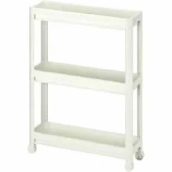 OMAŞ SLİM TEKERLİ OM-0600-3010-0268 ( 3 ( DERİN ) RAFLI & BEYAZ ) ÇOK AMAÇLI RAF ÜNİTESİ*6