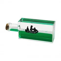 PABLITO PBT-261 (TURKUAZ SU & GEMİ ) ( D.GEN MİKA & ŞİŞE ) YÜZEN BATMAYAN GEMİ (DEKORATİF BİBLO AKVARYUM) (16.5X6.3X 4.1CM)*48