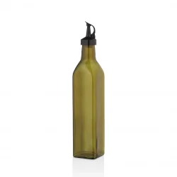 QLUX C-00407 ( YEŞİL ) ( CAM ) ORGANİK YAĞDANLIK ŞİŞE ( 750ML ) ( PLASTİK KİLİTLİ KAPAK )*12=K