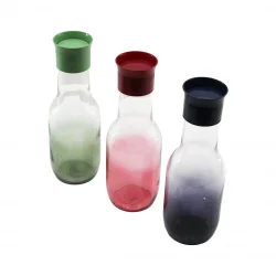 QLUX GLASSWARE S-00132 HYDRA (RENKLİ ŞEFFAF CAM) (1000CC) SÜRAHİ (TOMBUL GÖBEK & DAR AĞIZ) (CAM=RENKLİ PLS KAPAK & KULPSUZ)*6=K