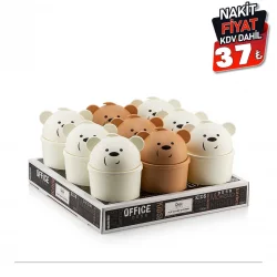 QLUX L-00586 HİPPO ( MİNİ ) ( AYICIK MODELİ ) MASA ÜSTÜ ÇÖP KOVASI ( OFİS & ÇOCUK ODASI & MAKYAJ VB.)*18=K