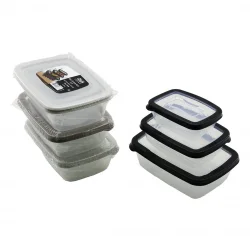 QLUX L-00686 BİO EXTRA (3PCS= 300-600-1200ML) SIZDIRMAZ SAKLAMA KABI SET (ŞEFFAF PLS.KAP)*24=K