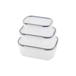 QLUX L-00879-2 ( 3PCS ) QUİCK SIZDIRMAZ SAKLAMA KABI SETİ (ŞEFFAF KAP & BUĞULU-CONTALI KAPAK) ( 500-1000-1700ML)*16