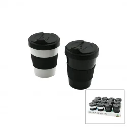 QLUX L-00986 ( NO-2 ) ( 500ML ) COZY KAHVE BARDAK ( PLASTİK ) ( YUDUMLAMA AĞIZLIKLI KAPAK ) ( SİLİKON KAPLAMA GÖBEK )*24=K