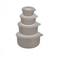 QLUX L-00989 BOWL ( 4PCS SET=900ML+500ML+250ML+100ML ) KAPAKLI KASE & SAKLAMA KABI SET ( PENCERELİ ŞEFFAF KAPAK )*18=K