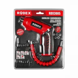 RODEX RDX-3085 ( 2IN1 KULLANIM=DÜZ & TABANCA) (ŞARJLI) TORNAVİDA (11PCS UÇ) (ULAŞILMASI ZOR ALANLAR APARATI)