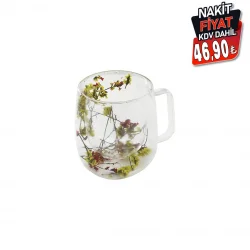 SDR-A3 ( 350ML & KULPLU ) ( ÇİFT CİDARLI & ÇİÇEKLİ ) CAM BARDAK*100=K