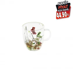 SDR-B2 ( 250ML & KULPLU ) ( ÇİFT CİDARLI & ÇİÇEKLİ ) CAM BARDAK*100=K                     qwe07