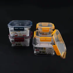 SOFTCHEF-00797 ( 3PCS ) ( KARE ) MİKA SAKLAMA KABI SETİ ( SİLİKON CONTALI KAPAK ) ( 400-900-1800ML)*12=K