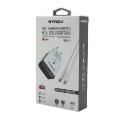 SYROX PD18L ( İPHONE ) ( TYPE-C TO LIGHTNING ) ( HIZLI ) EV ŞARJ SETİ 3.0A 18W PD*200