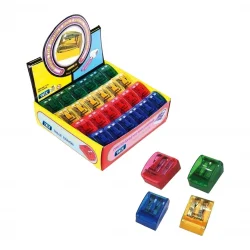 TRİX T-111 ( İKİLİ ) KAPAKLI RENKLİ KALEMTIRAŞ PLASTİK*48X30