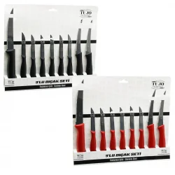 TUJO KNIVES-6699 ( 9PCS ) TIRTIRLI BIÇAK SETİ ( 1AD (24CM) EKMEK ) ( 2AD (10CM) SEBZE ) ( 6AD (6.5CM) MEYVE )*48