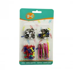 U-4  U4-1013 ( 4LÜ ) OFİS OKUL SETİ ( ATAŞ & RAPTİYE & PANO İĞNESİ=HARİTA ÇİVİSİ ) KIRTASİYE SETİ*12X24