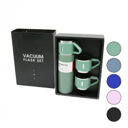 VACUUM FLASK SET ( ÇANTALI ) ( 3PCS BARDAKLI ) RENKLİ ÇELİK TERMOS SETİ ( 500ML )*50