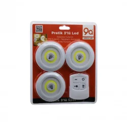 WINNBOSS WN-1186 LED NIGHT LIGHT ( 3PCS & YUVARLAK ) ( KUMANDALI & DOKUNMATİK ) ( PİLLİ ) LED LAMBA SETİ*100