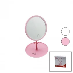 YAKUT-10669 ( YUVARLAK ) ( 7 ) ( LEDLİ & USB ŞARJLI ) MAKYAJ AYNASI ( 90° AÇI AYARLI ) ( SEPETLİ AYAK ) (RENKLİ PLS) (17.4CM)*48