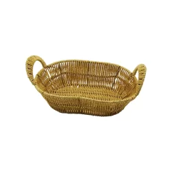 YAKUT-13124 (OVAL) (PLASTİK HASIR) EKMEK & ÇOK AMAÇLI SEPET (KULPLU & METAL İSKELET) (TABAN:14X21& AĞIZ:19X27CM D:7.5CM)*100