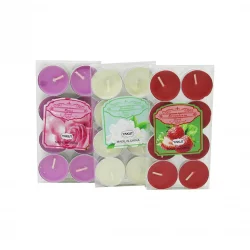 YAKUT-8010 ( 8PCS ) ( RENKLİ YUVARLAK ) TEA LİGHT MUM ( JASMİNE & ROSES & STRAWBERRY )*250