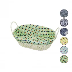 YAKUT-8821 (OVAL) (RENKLİ BEZLİ) (İP HASIR) EKMEK SEPETİ (KULPLU & METAL İSKELET) (TABAN:14.5X21 & AĞIZ:21X27 DERİNLİK:8CM)*100