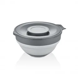 YENİİİ  QLUX L-00960-2 ( 2İN1 ) ( KATLANABİLİR ) ( KAPAKLI ) MİKSER KABI ( SİLİKON & PLASTİK ) ( GRİ ) ( 3250ML )*8=K