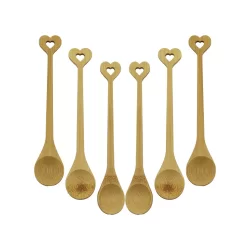 ZHU ZHİ YUAN DMR-8465 ( 6PCS & YUVARLAK & KALP FİGÜR SAPLI  ) AHŞAP BAMBU ( ÇAY KAŞIK ) SETİ*500