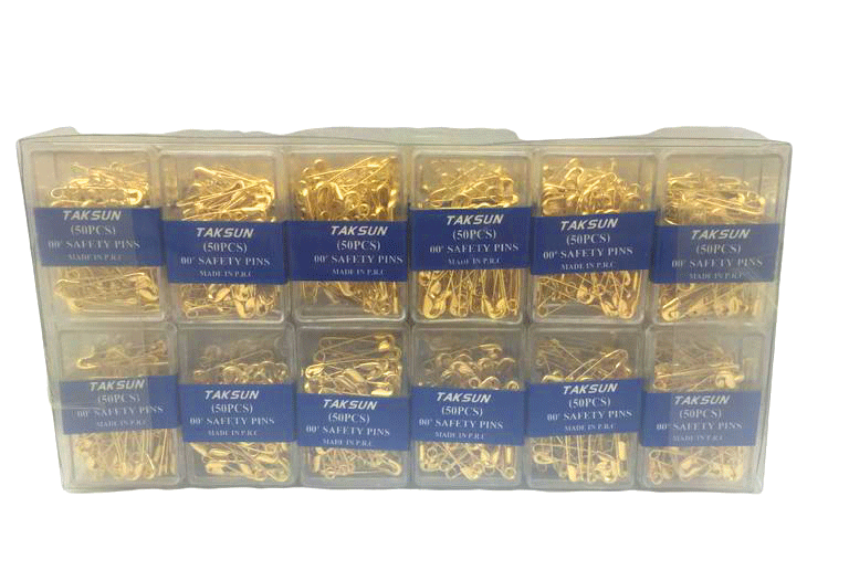 TAKSUN SAFETY PINS-968 ( SARI GOLD ) ( 50PCS.PLS.KUTU ) (NO-00) MİNİ ÇENGELLİ İĞNE*36X40