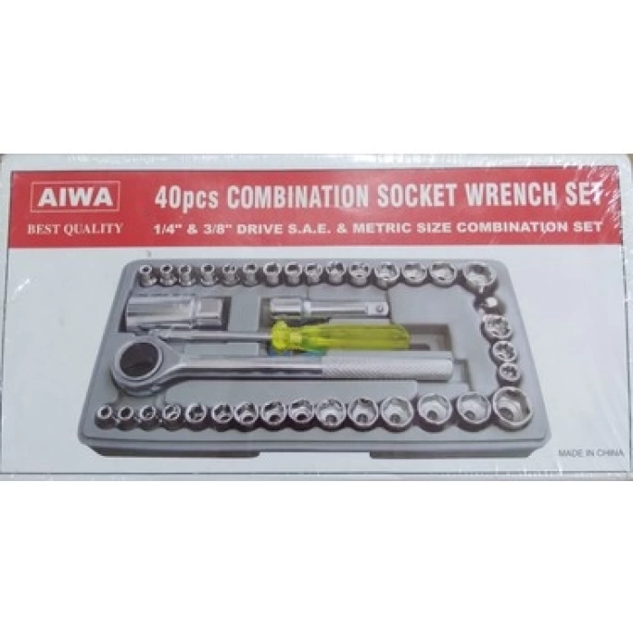 AIWA ( 40PCS ) LOKMA TAKIMI ( PLASTİK KUTULU ) COMBINATION SOCKET WRENCH SET