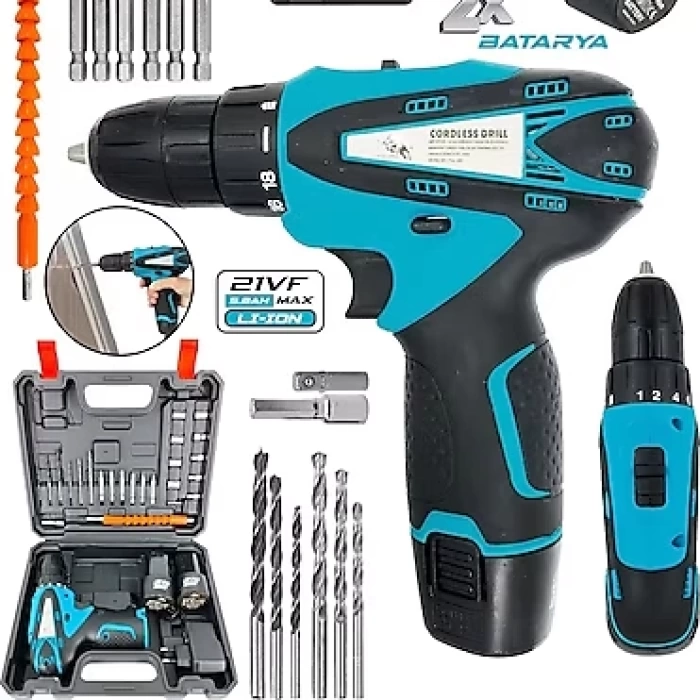 CORDLESS DRİLL 21V Lİ-İON ARMUT MATKAP SETİ