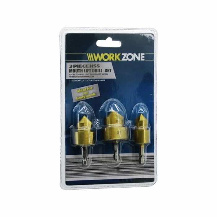 WORKZONE-25034325-73380 LRD-64A (3PCS) PLASTİK BORU AÇMA (SAC METAL LEVHA DELME) BİTS UÇ (15-19--24-31--18-24)