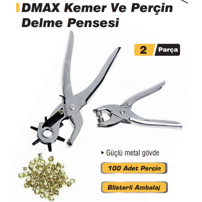 Dmax Kemer Ve Perçin Delme Pensesi 2 Parça Set DMX4550