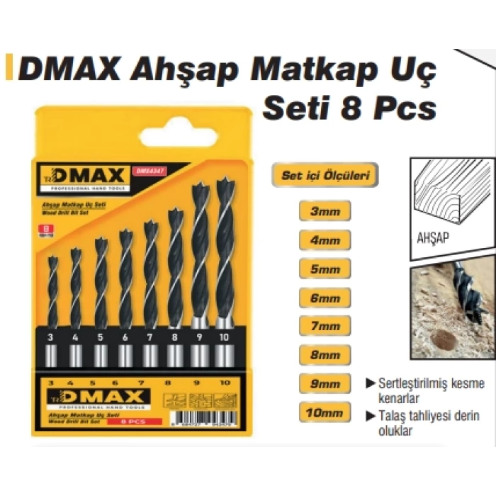 Dmax Ahşap Matkap Uç Seti 8 Pcs DMX4347