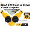 Dmax Çift Çıkışlı ve Vanalı Musluk Adaptörü 1/2-3/4 DMX4279