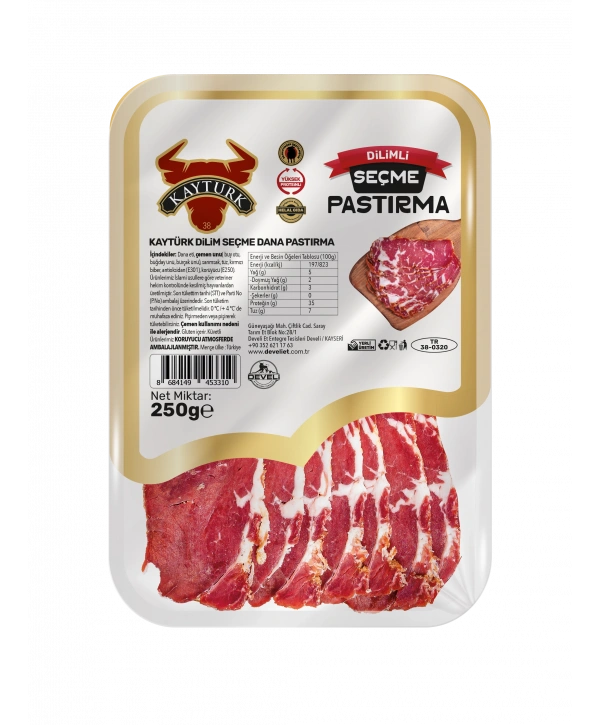 KÜVET DİLİMLİ SEÇME DANA PASTIRMA 250 GR
