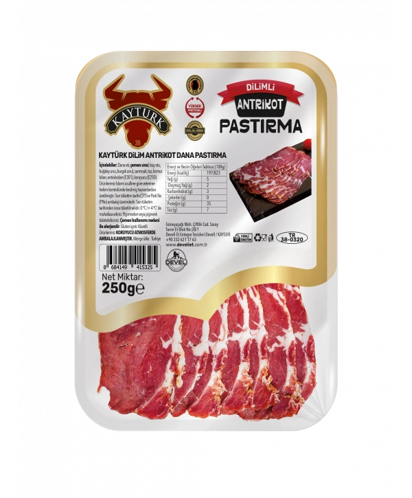KÜVET DİLİMLİ ANTRİKOT DANA PASTIRMA 250 GR