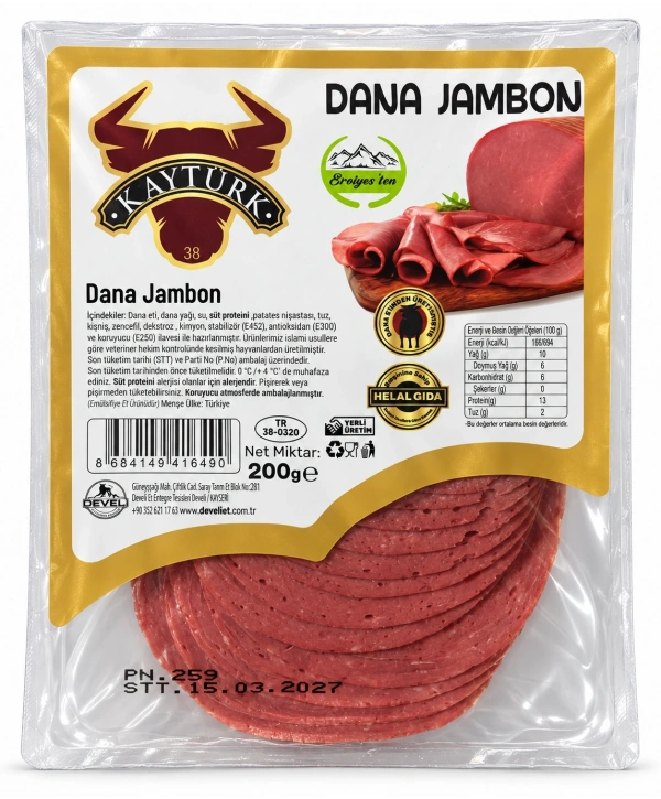 KAYTÜRK DANA JAMBON DİLİMLİ 200 GR