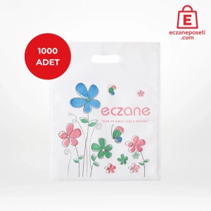 30x37 Çiçek Desenli El Geçme Bez Torba 1000 adet