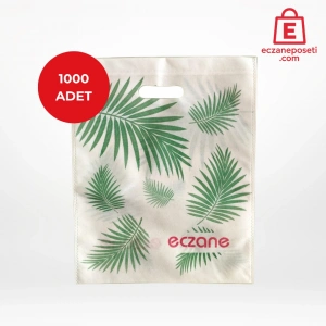 30x37 Yeşil Yaprak Desenli El Geçme Bez Torba 1000 adet